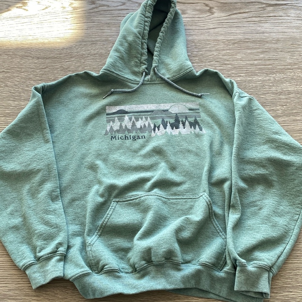 Green Michigan forest hoodie